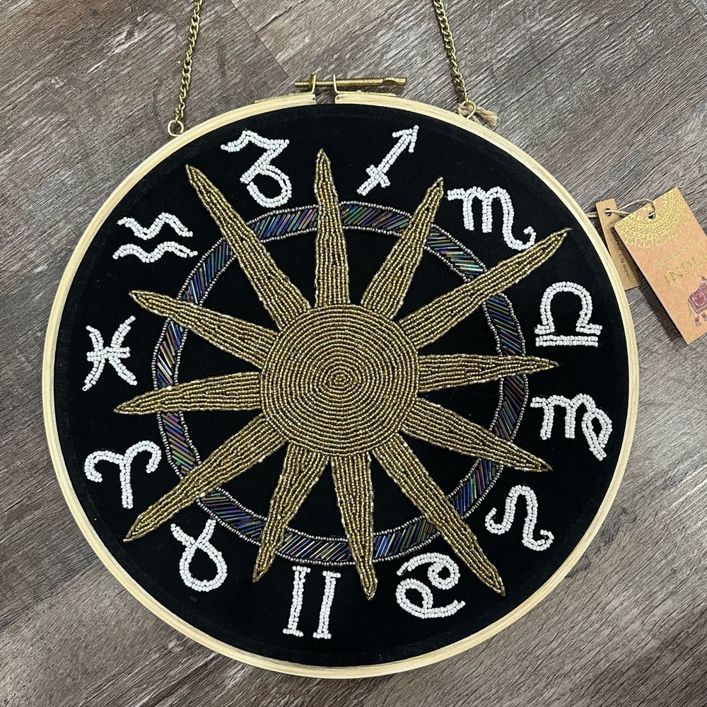 Unique Zodiac Wheel Embroidery Hoop Art